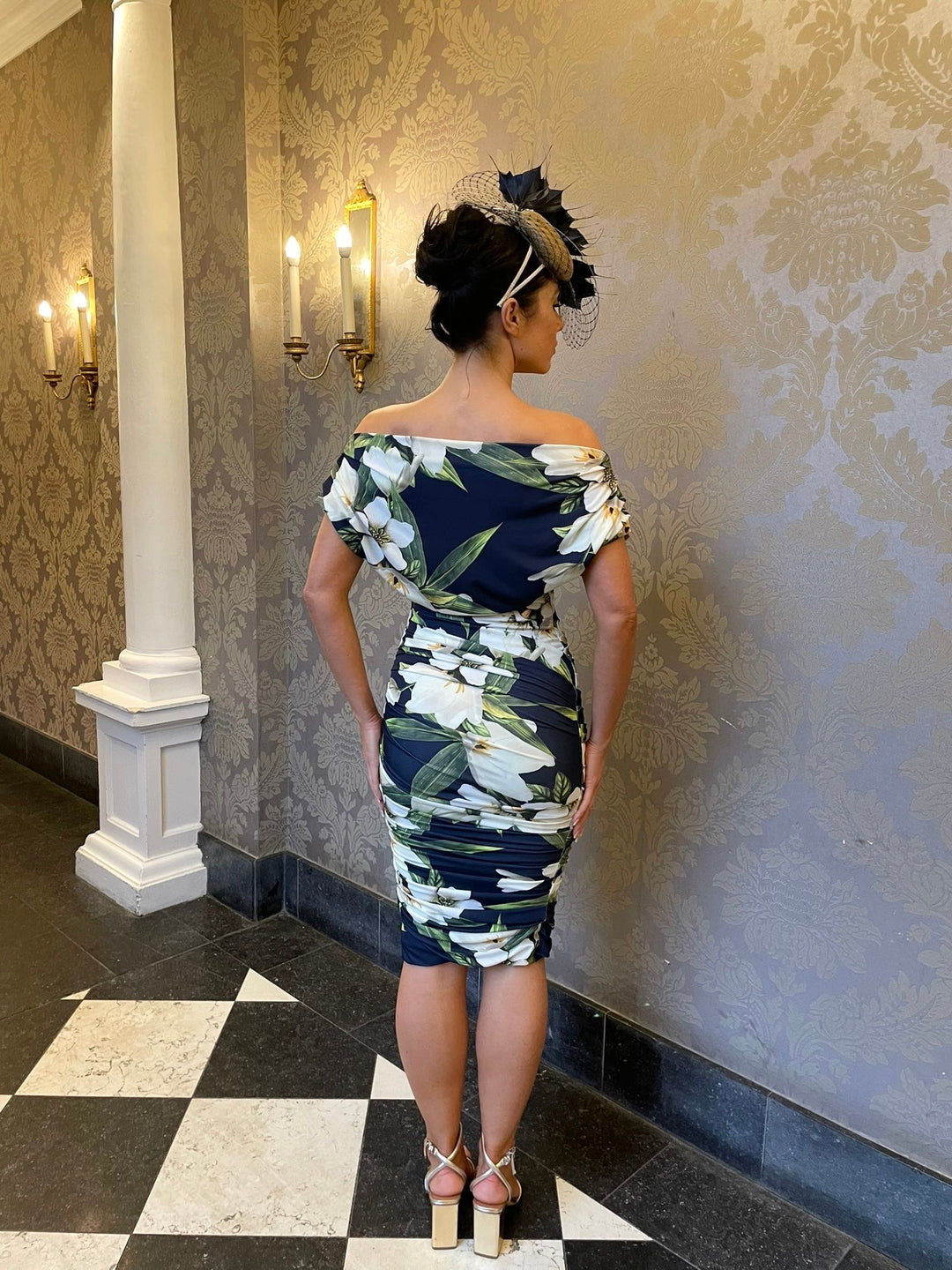 OXYGEN Jersey Dress - Navy Lily Print