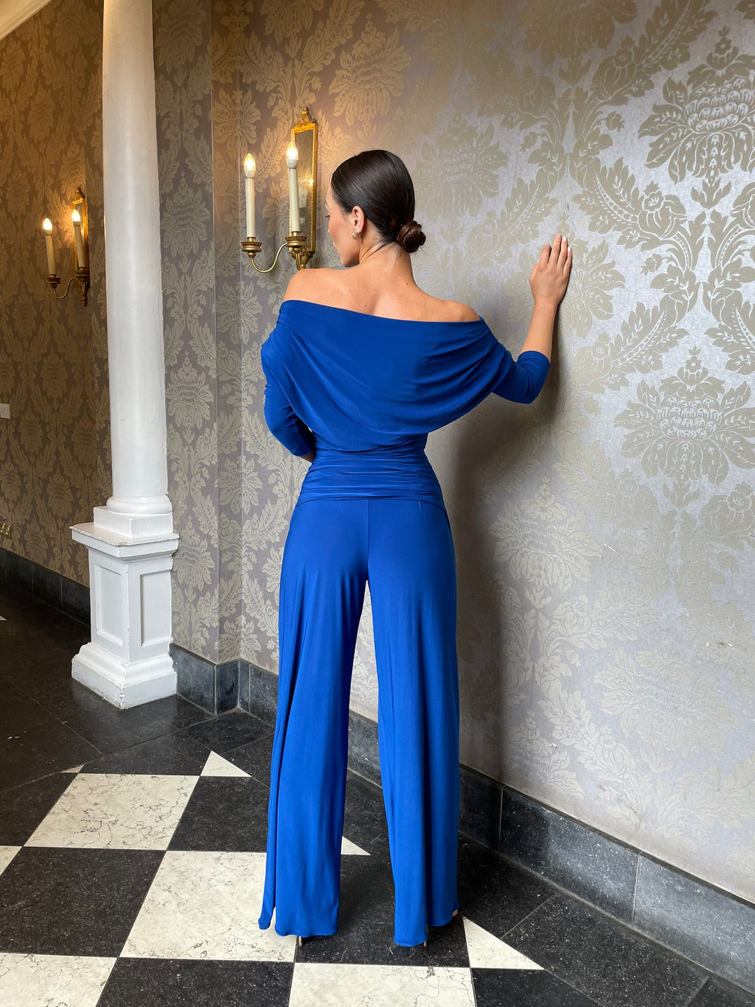 ATOM LABEL carbon jumpsuit with sleeve in cobalt
