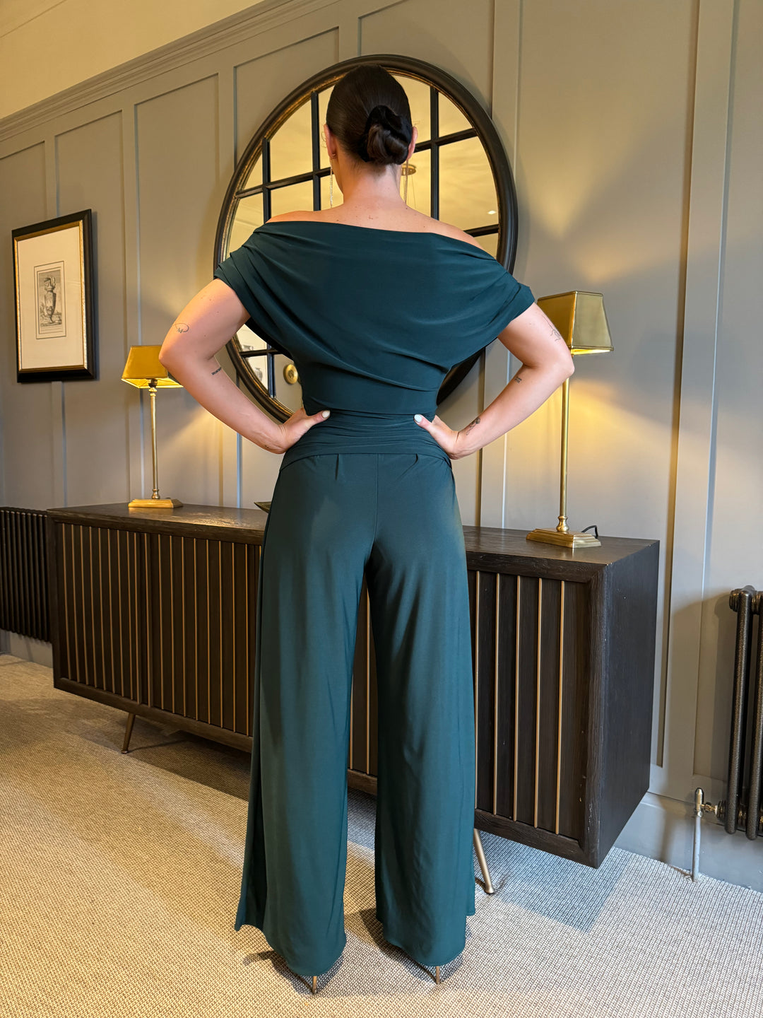 Carbon jumpsuit in forest green T2