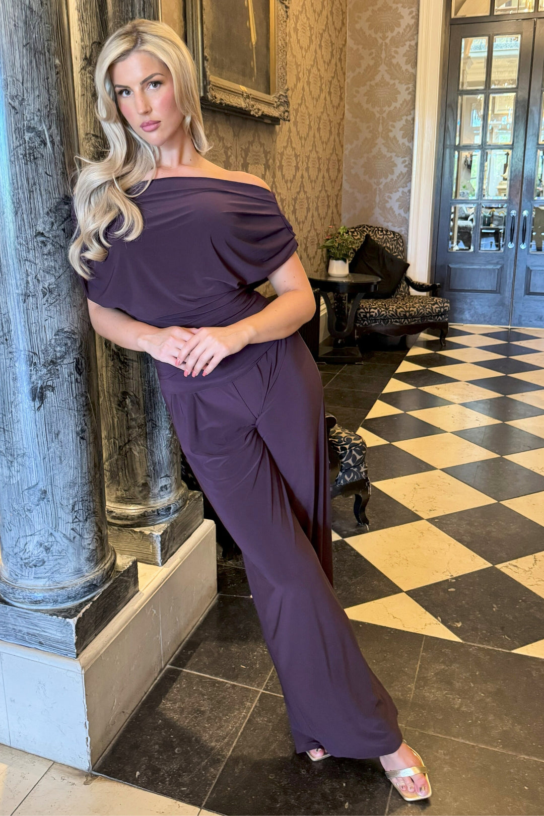 Carbon jumpsuit in blackcurrant T1