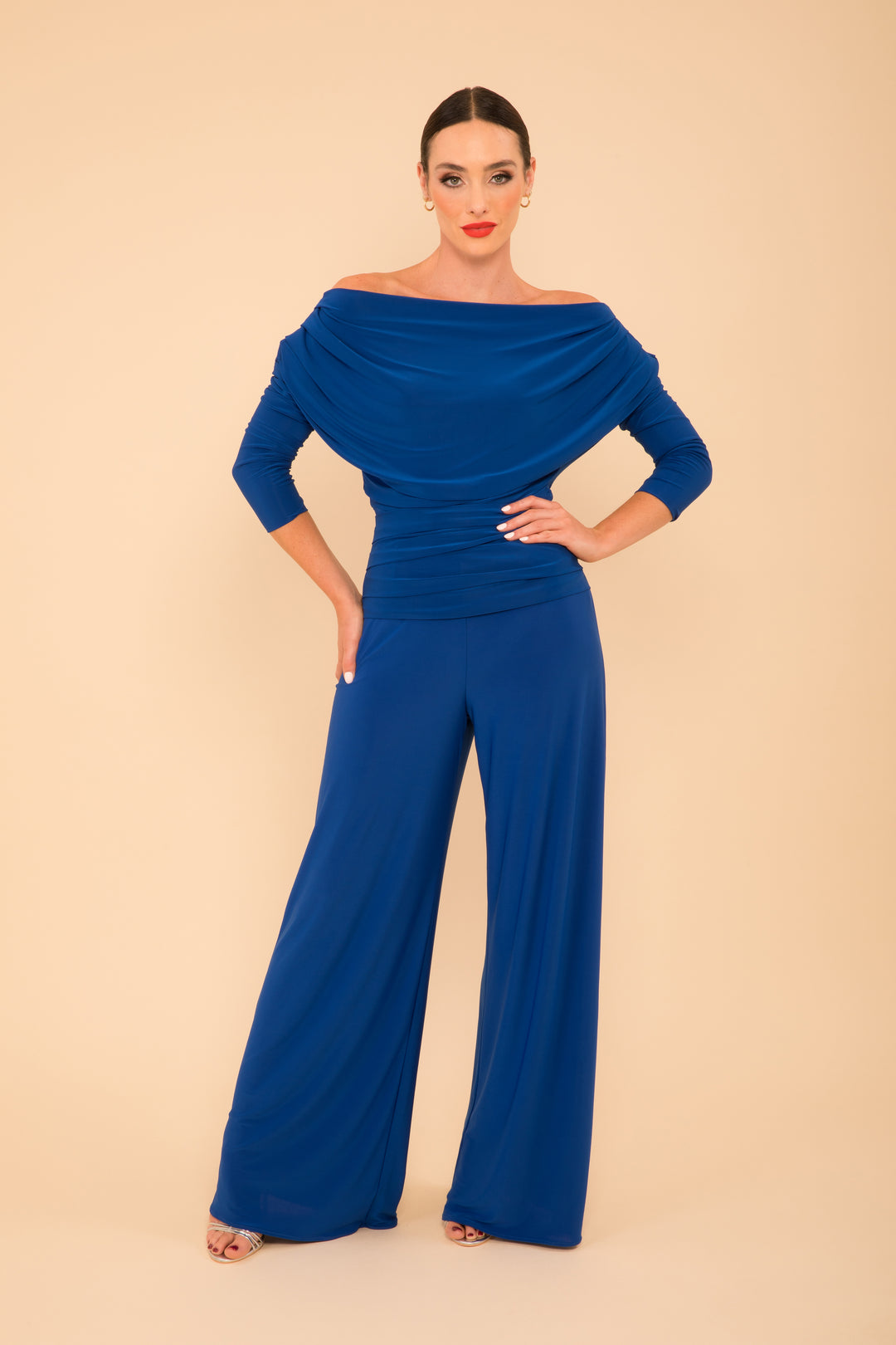 ATOM LABEL carbon jumpsuit with sleeve in cobalt