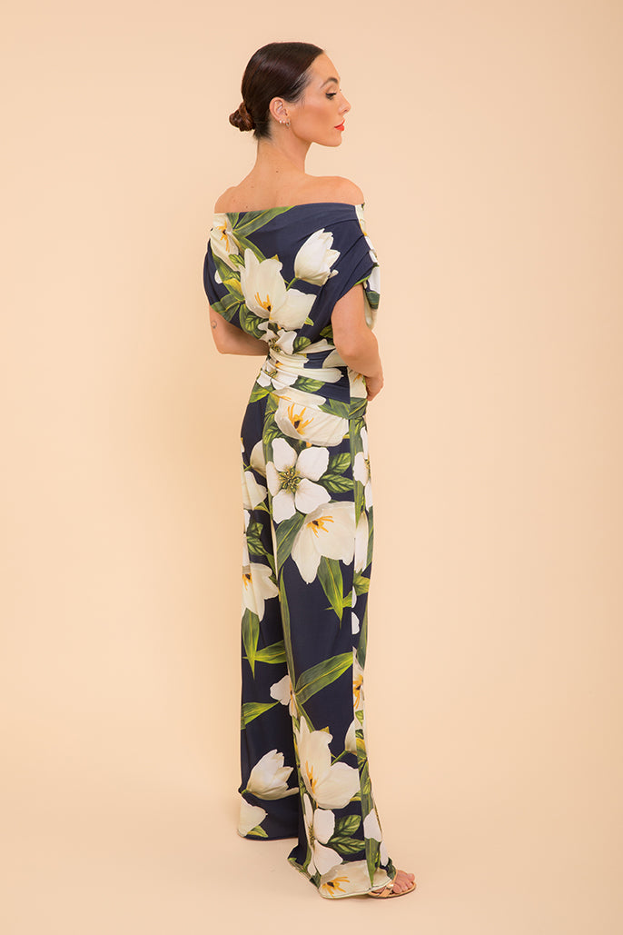 ATOM LABEL carbon jumpsuit in navy Lily print