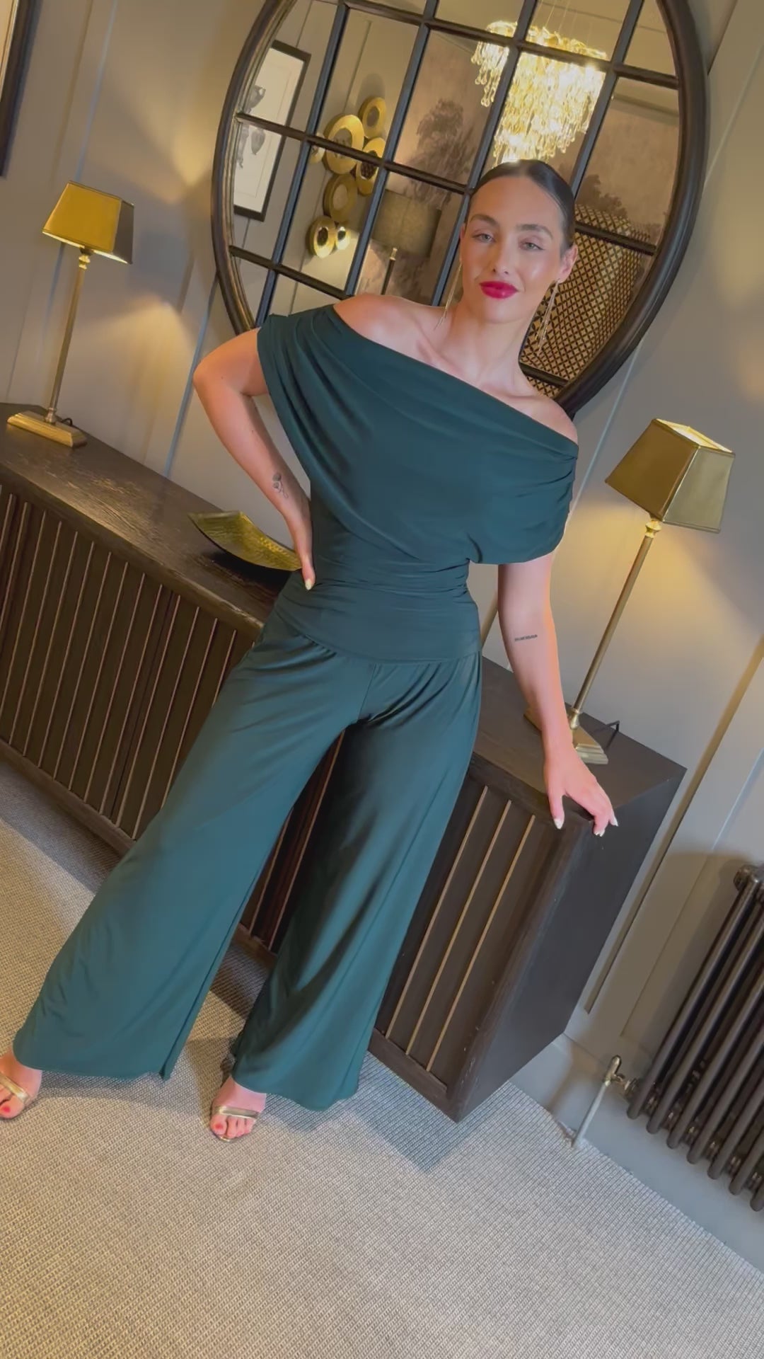 Carbon jumpsuit in forest green T2