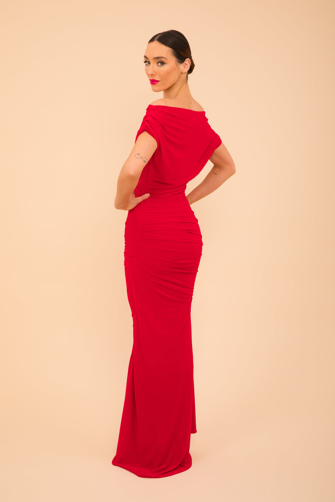 ATOM LABEL platinum gown in red