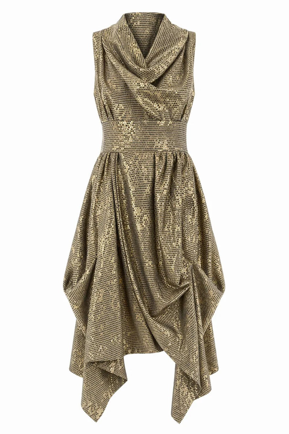 Jolaby Wrap Ruched Dress Gold Oval