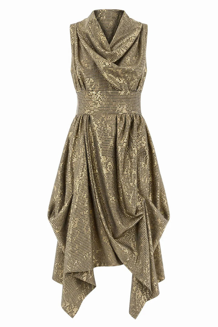 Jolaby Wrap Ruched Dress Gold Oval