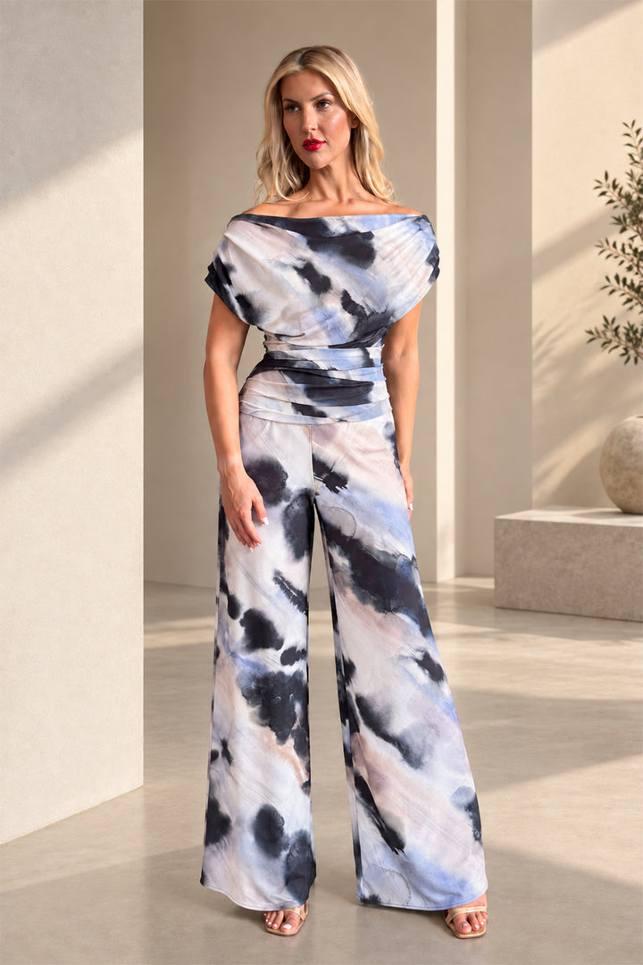 Carbon jumpsuit in abstract print