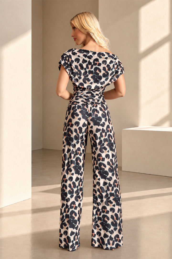 Carbon jumpsuit in leopard D1