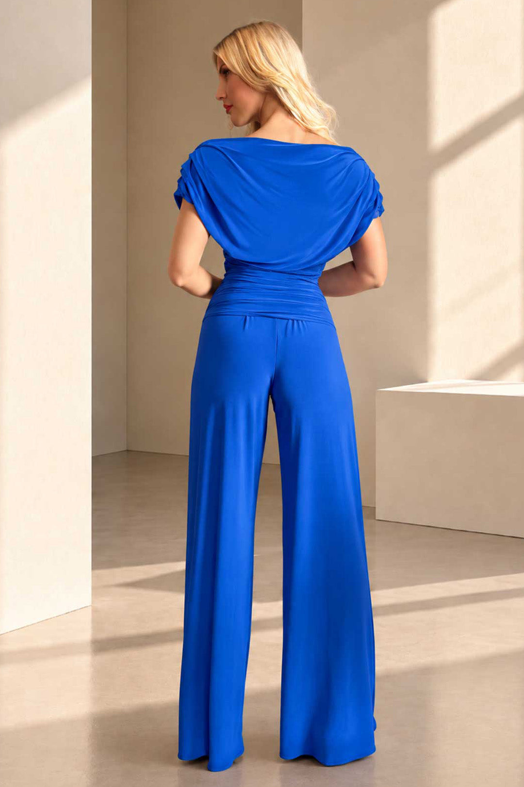 Carbon jumpsuit in cobalt blue