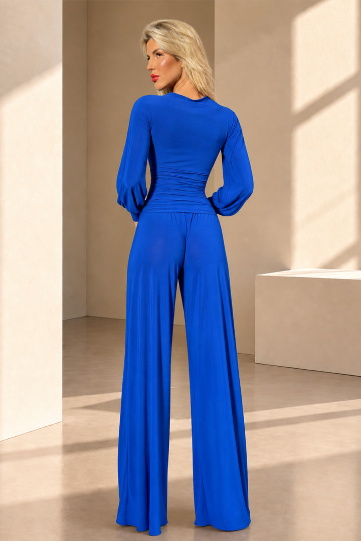 Indium jumpsuit with bell sleeve in cobalt