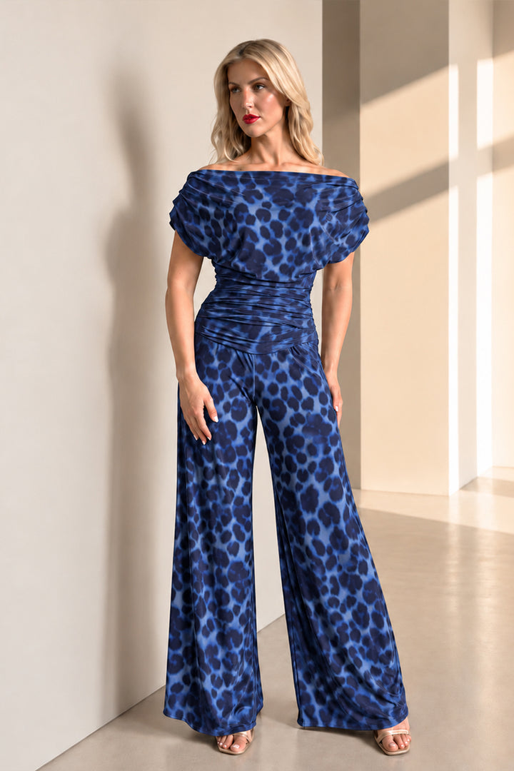 Carbon jumpsuit in all over navy leopard print T2/D4