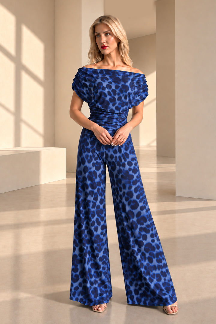 Carbon jumpsuit in all over navy leopard print T2/D4