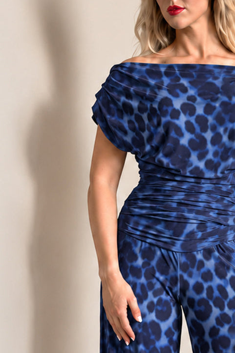 Carbon jumpsuit in all over navy leopard print T2/D4
