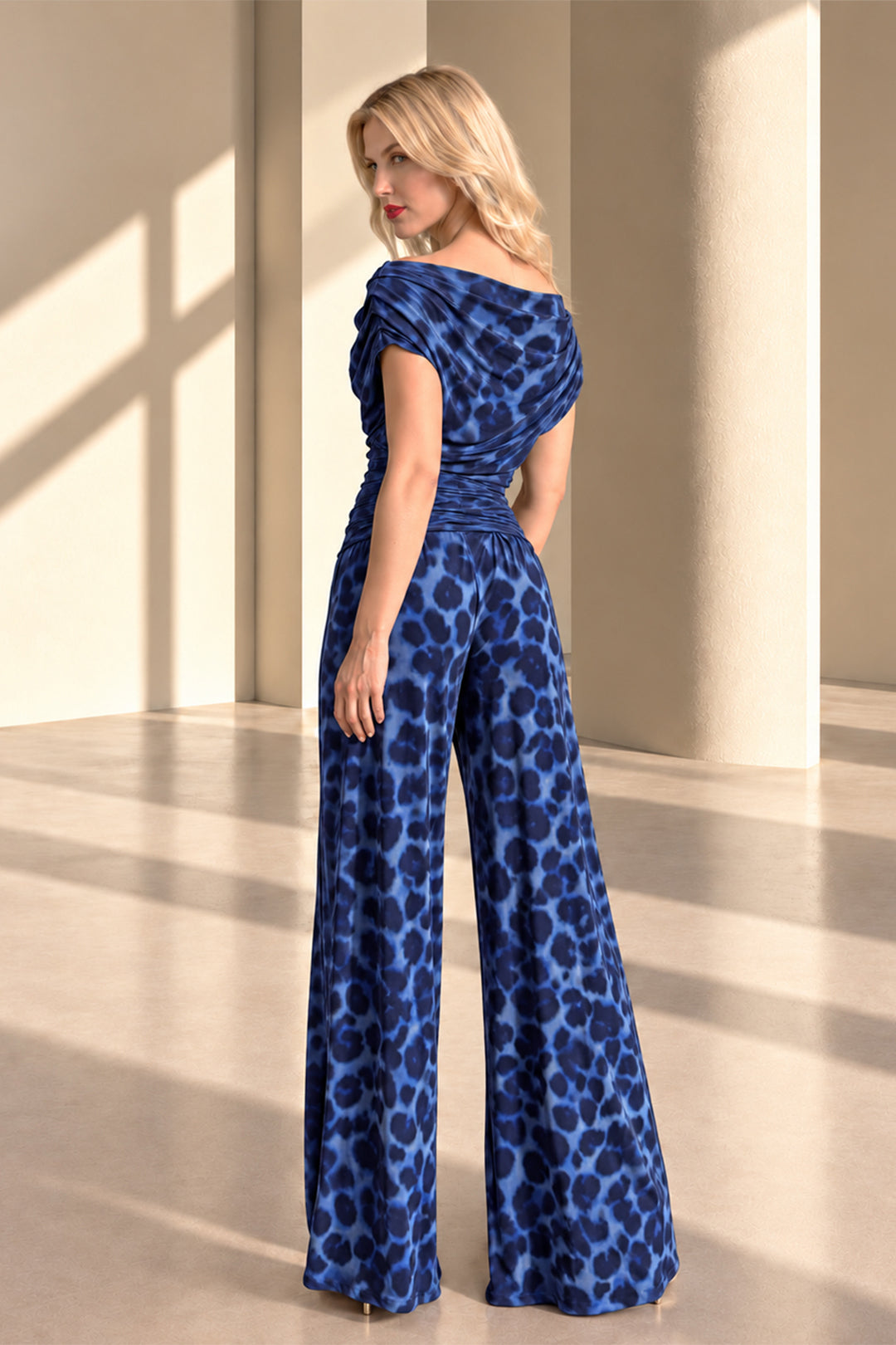 Carbon jumpsuit in all over navy leopard print T2/D4
