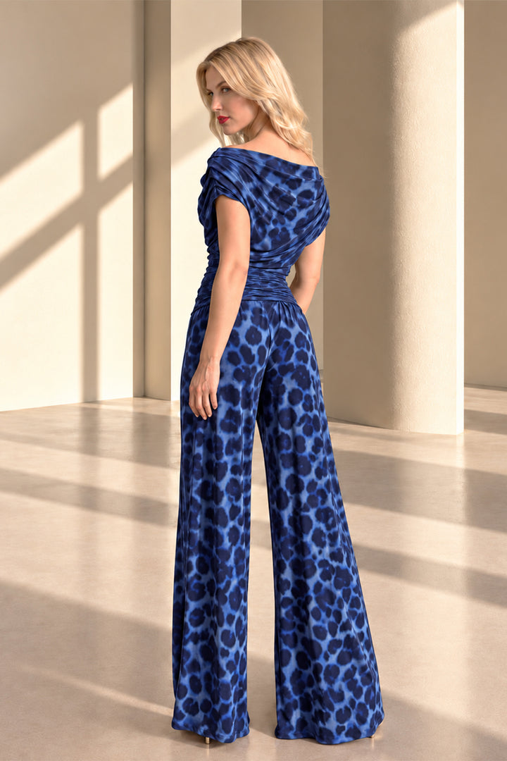 Carbon jumpsuit in all over navy leopard print T2/D4