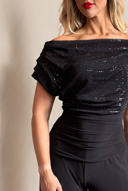 Carbon jumpsuit in black sequin sparkle T1/D5