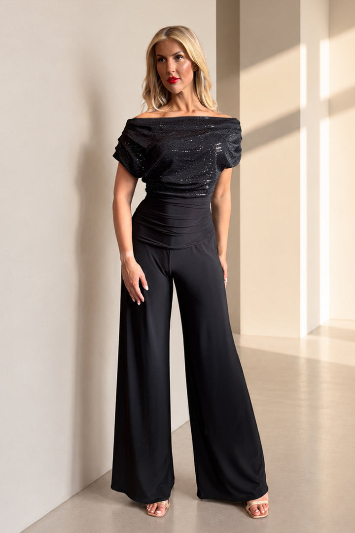 Carbon jumpsuit in black sequin sparkle T1/D5