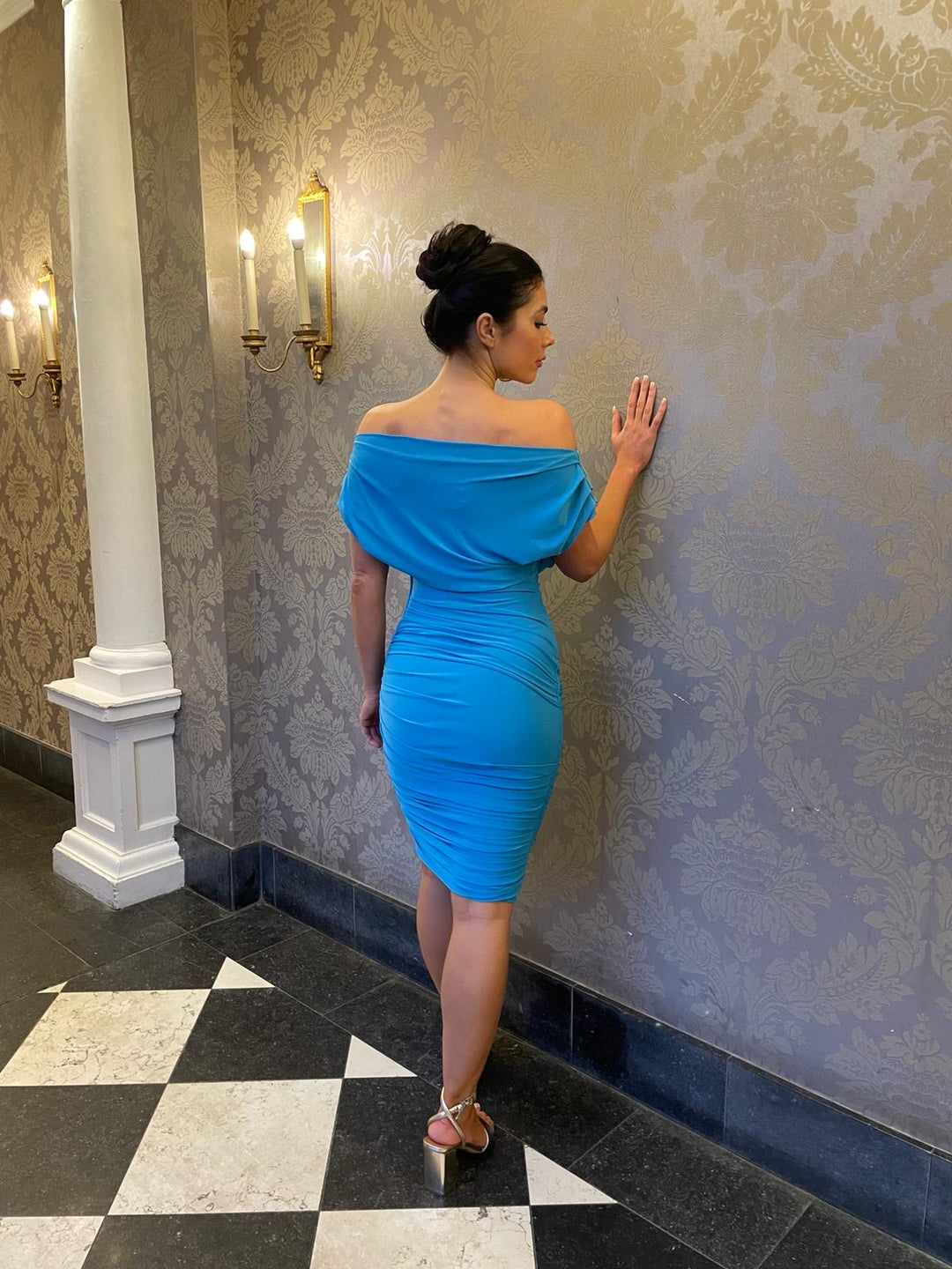 Oxygen dress in turquoise