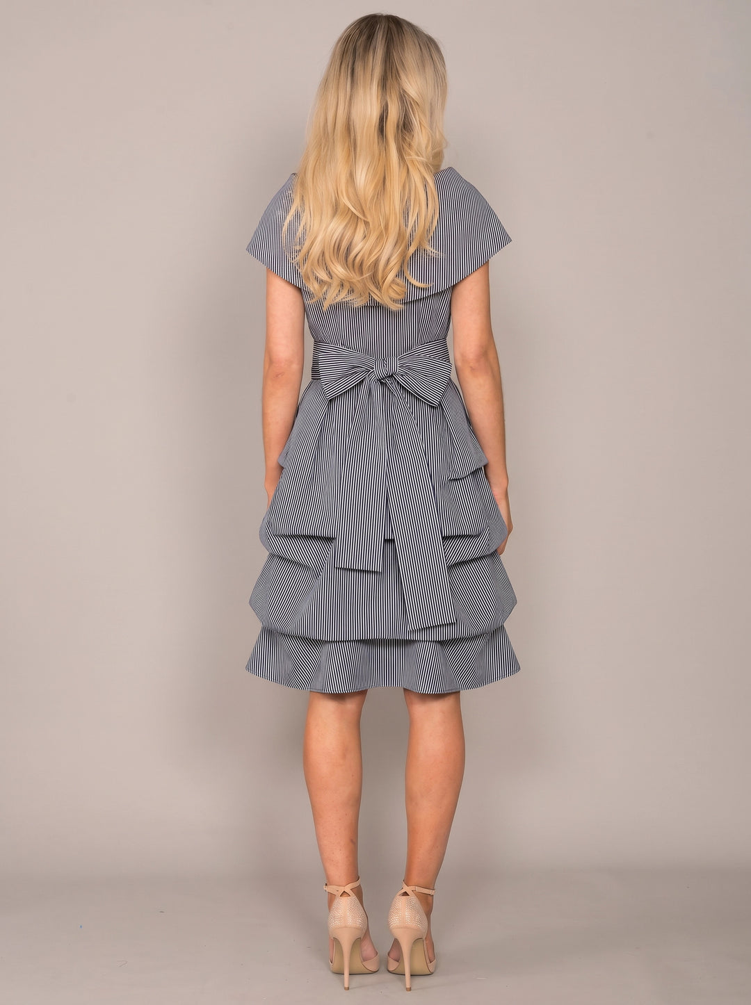 Jolaby Cowl Hitch Dress in Denim Stripe