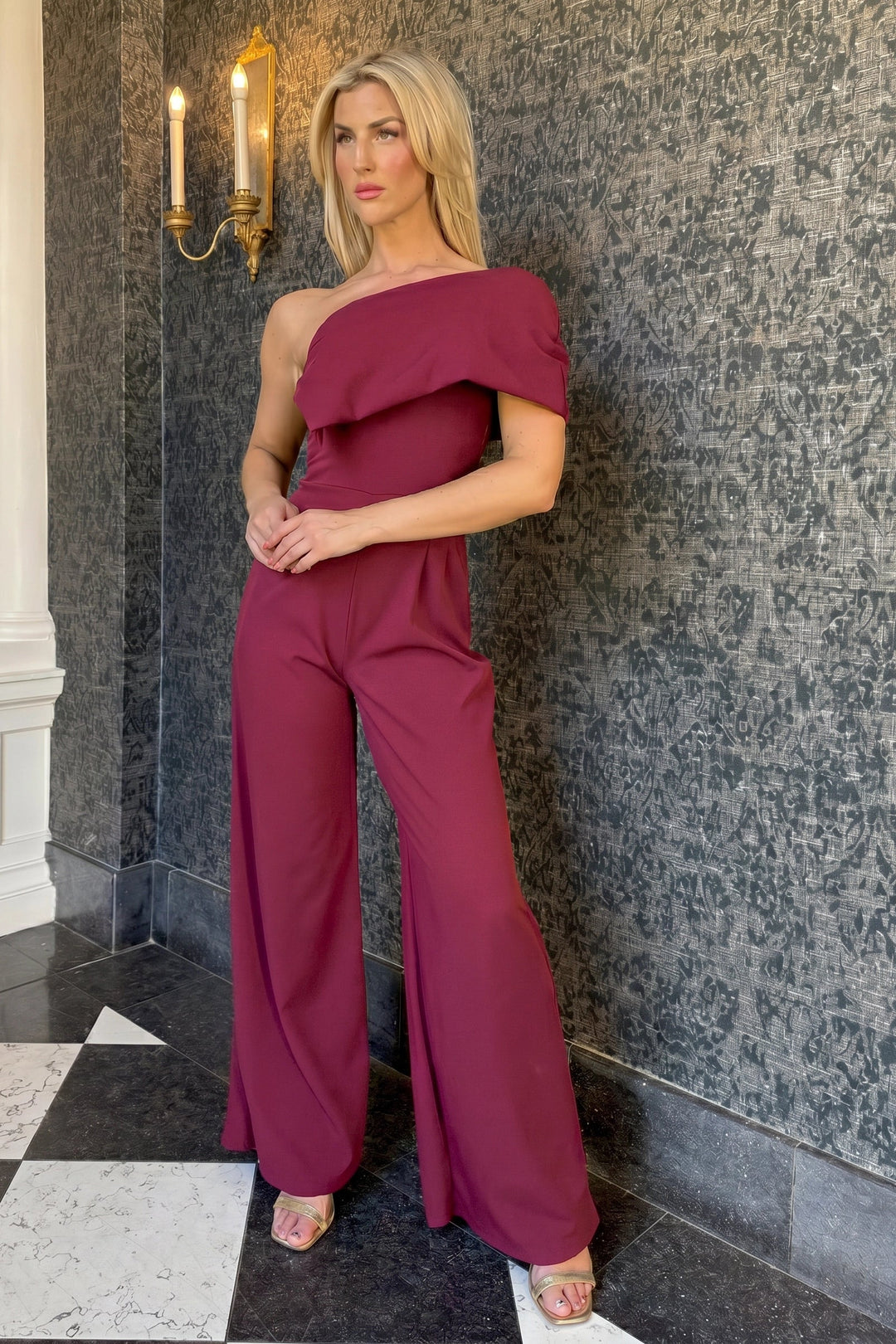 Copper jumpsuit in wine - sample sale