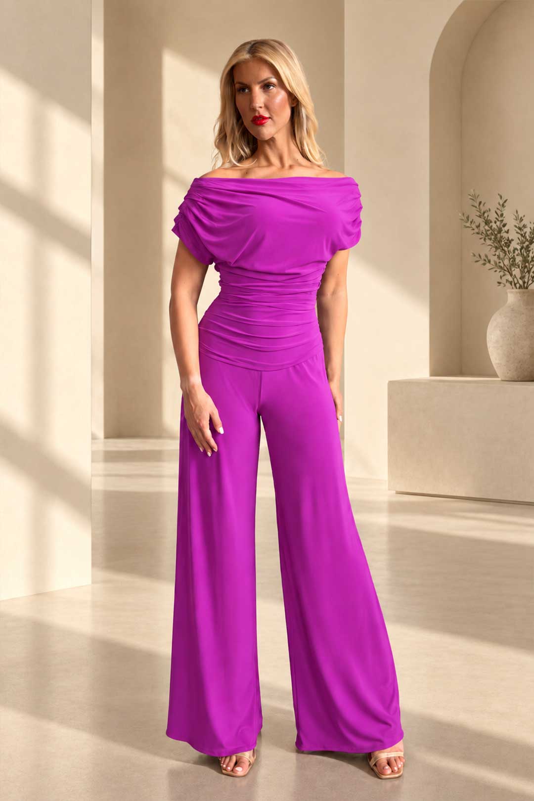 Carbon jumpsuit in magenta D2
