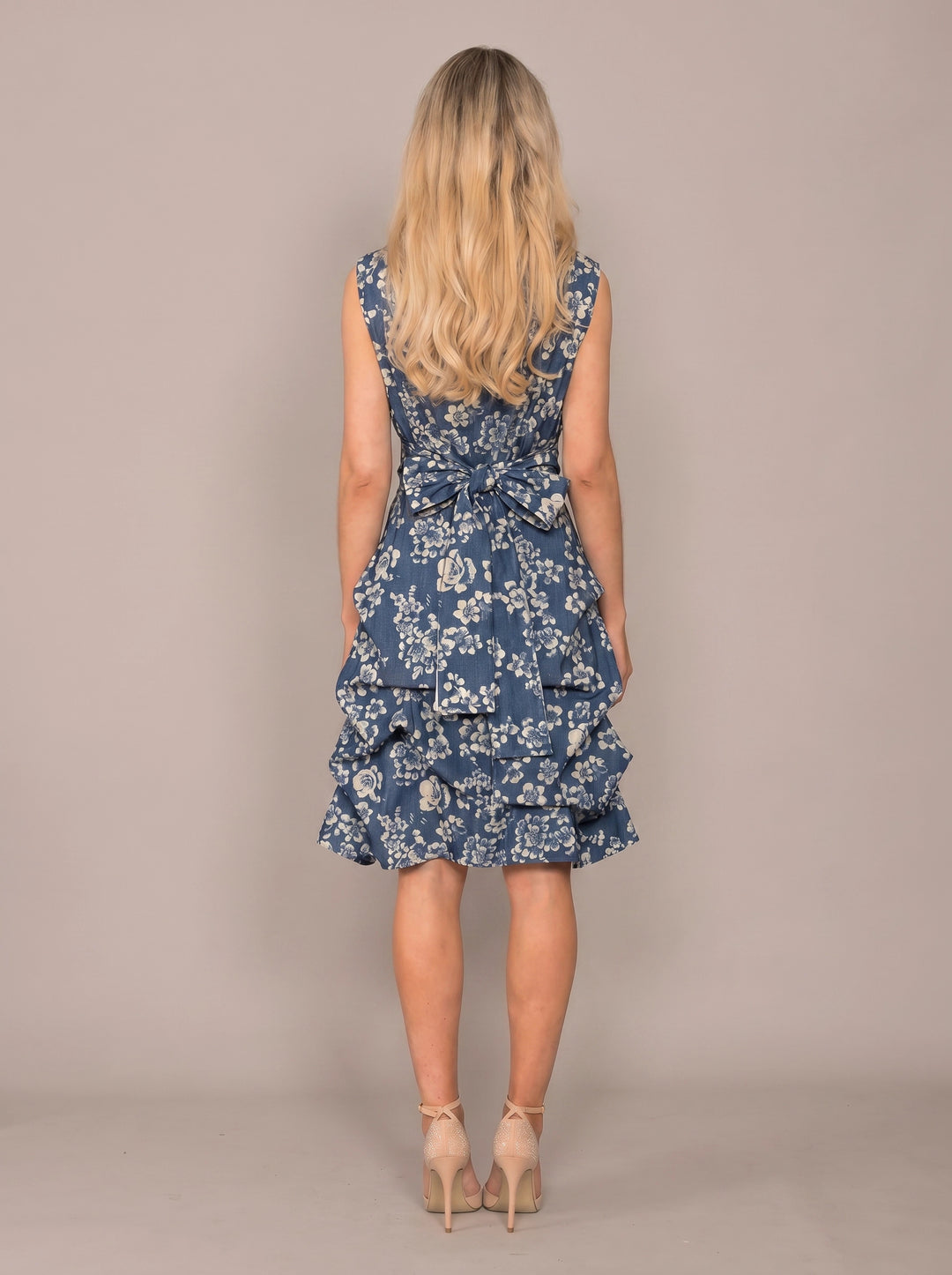 Jolaby Cowl Hitch Dress in Denim Floral