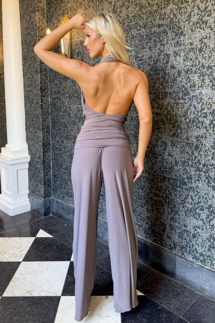 SS26 Barium jumpsuit in grey taupe