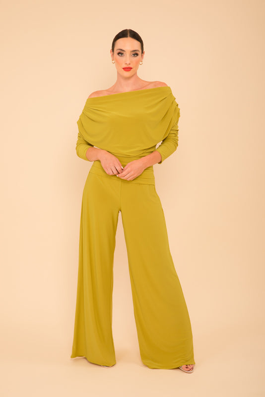 Carbon jumpsuit with sleeve in lime