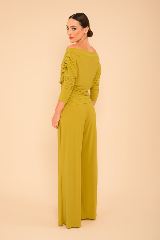 Carbon jumpsuit with sleeve in lime