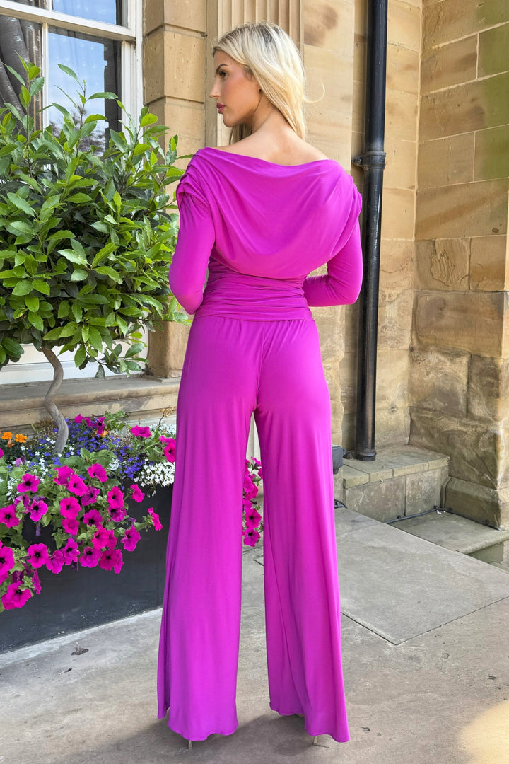 SS26 Carbon jumpsuit with sleeve in magenta