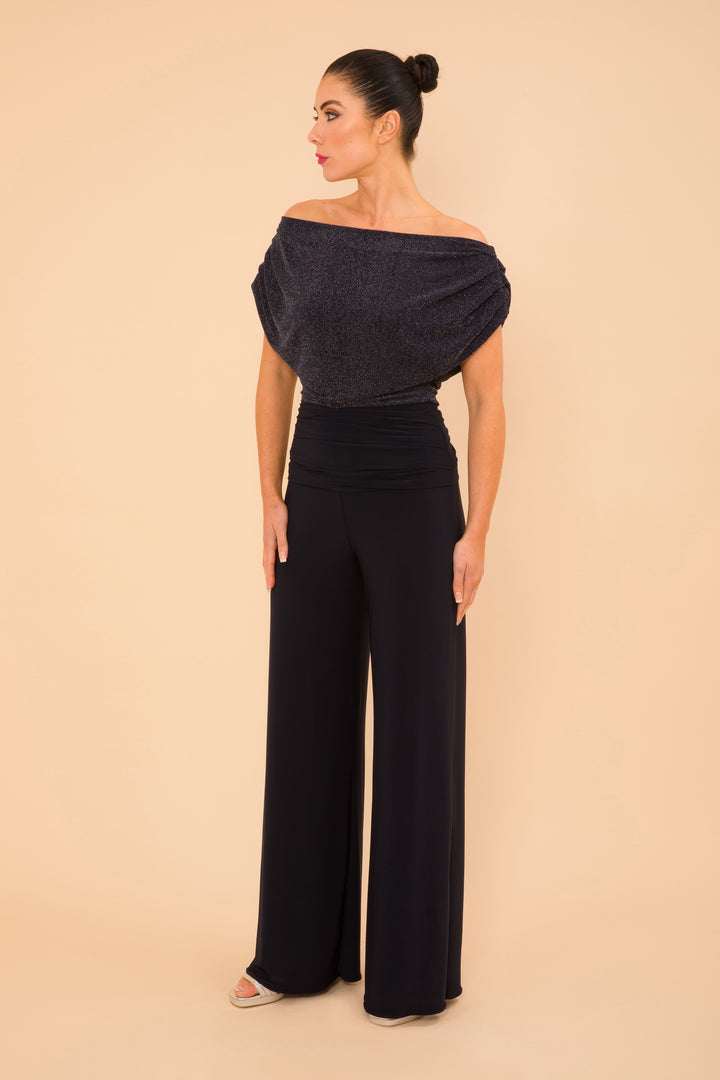 Carbon jumpsuit in navy with silver sparkle