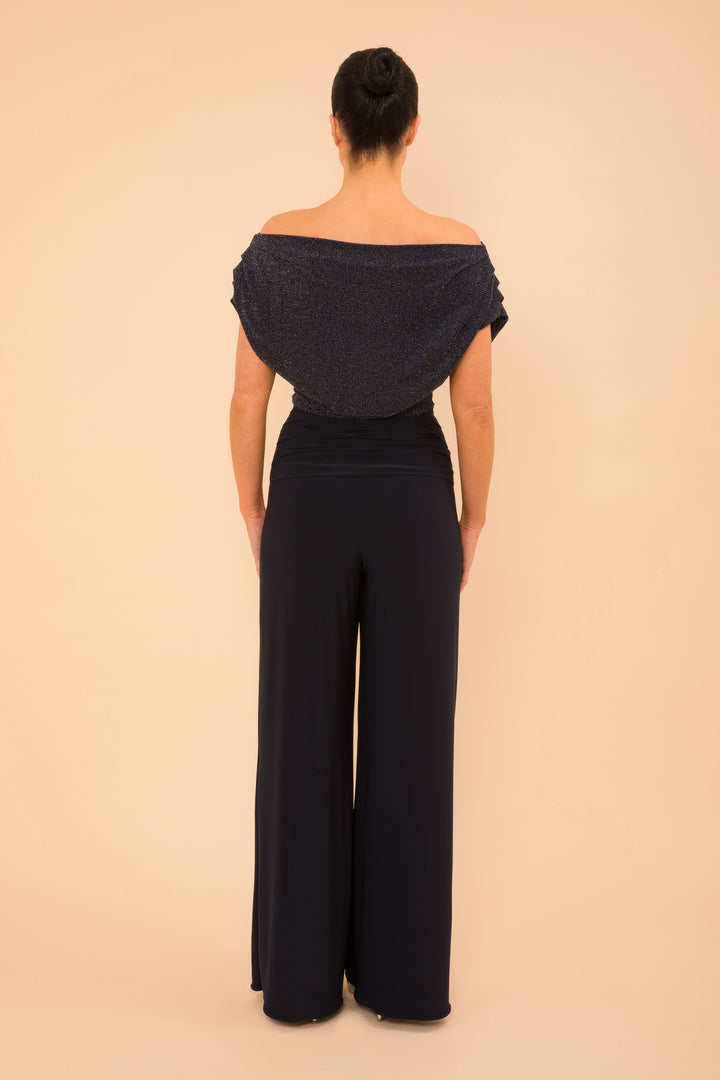 Carbon jumpsuit in navy with silver sparkle