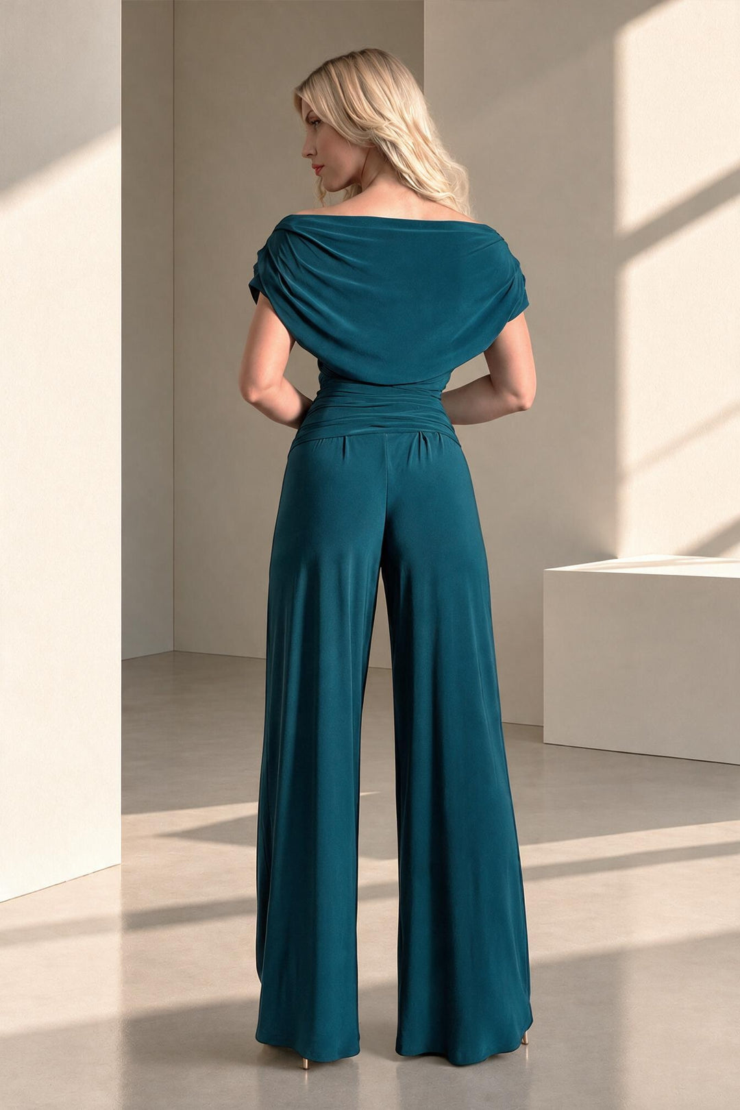 Carbon jumpsuit in petrol
