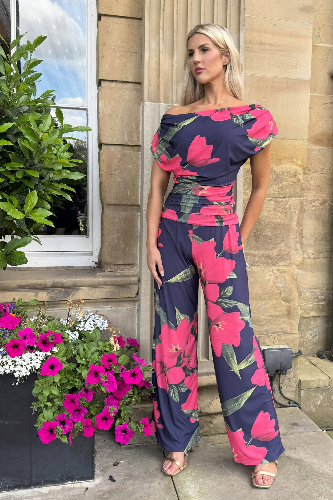 SS26 Carbon jumpsuit in fuchsia lily print D3
