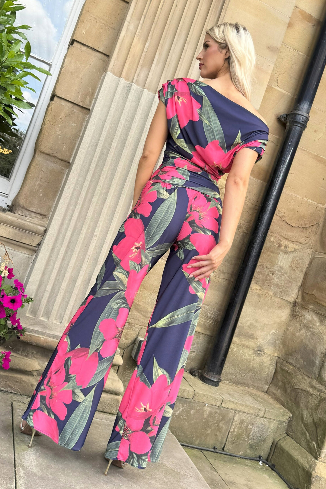 SS26 Carbon jumpsuit in fuchsia lily print D3