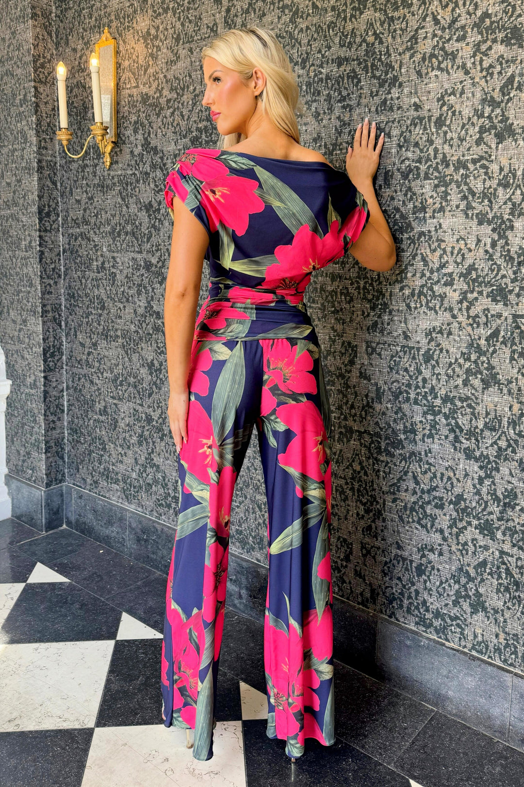 SS26 Carbon jumpsuit in fuchsia lily print D3