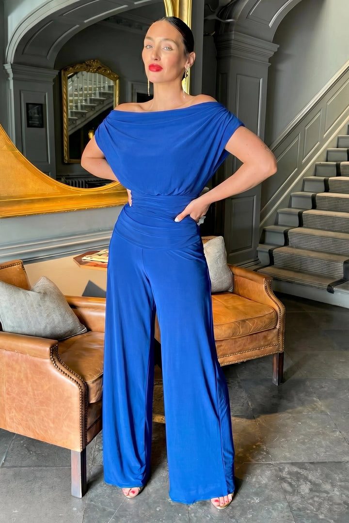 Carbon jumpsuit in cobalt blue