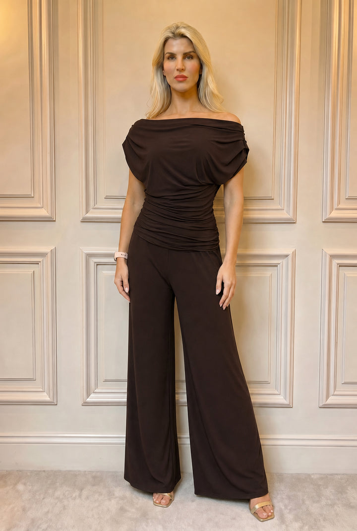 Carbon jumpsuit in dark chocolate