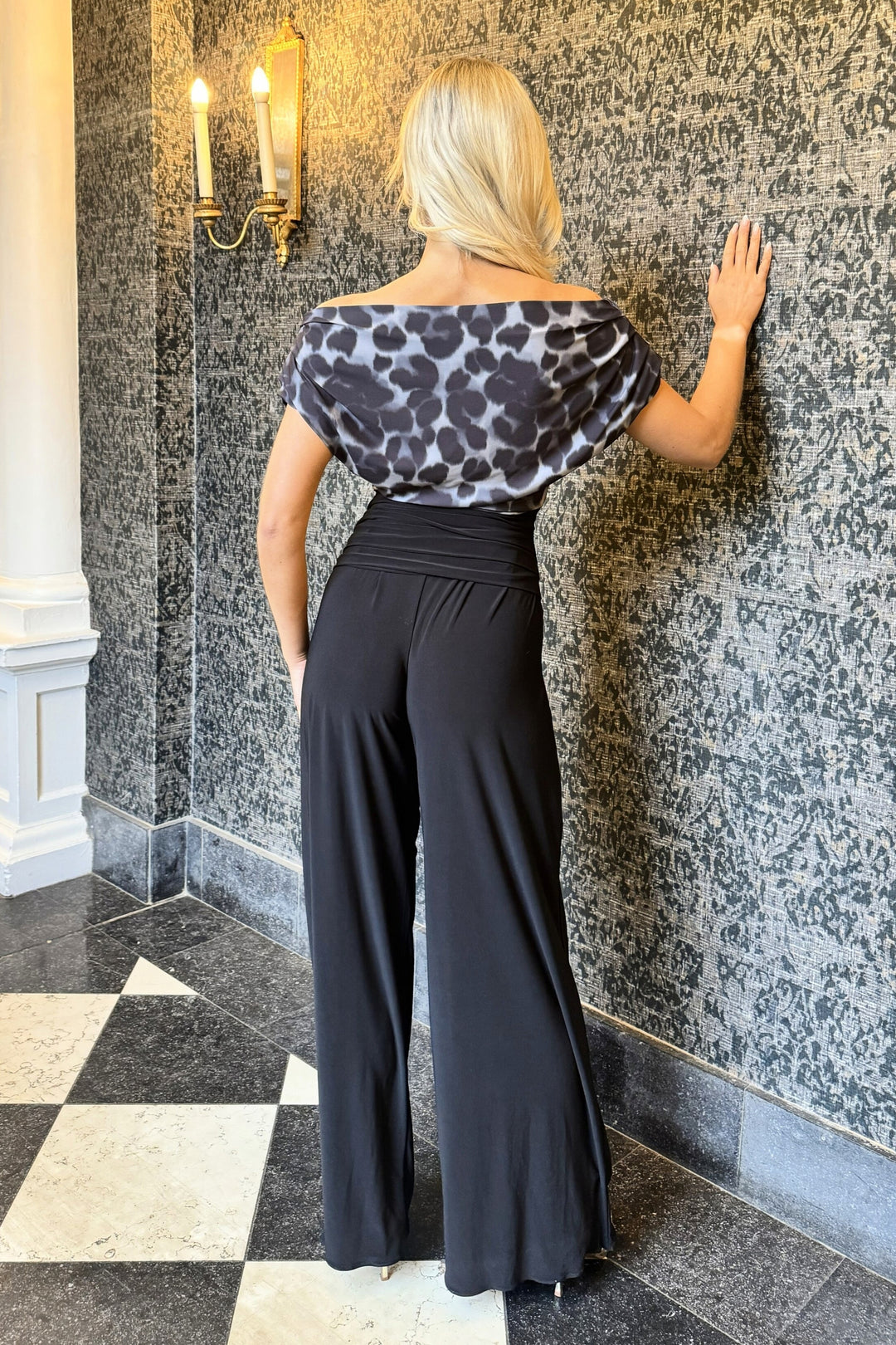 Carbon jumpsuit in grey leopard &amp; black T3