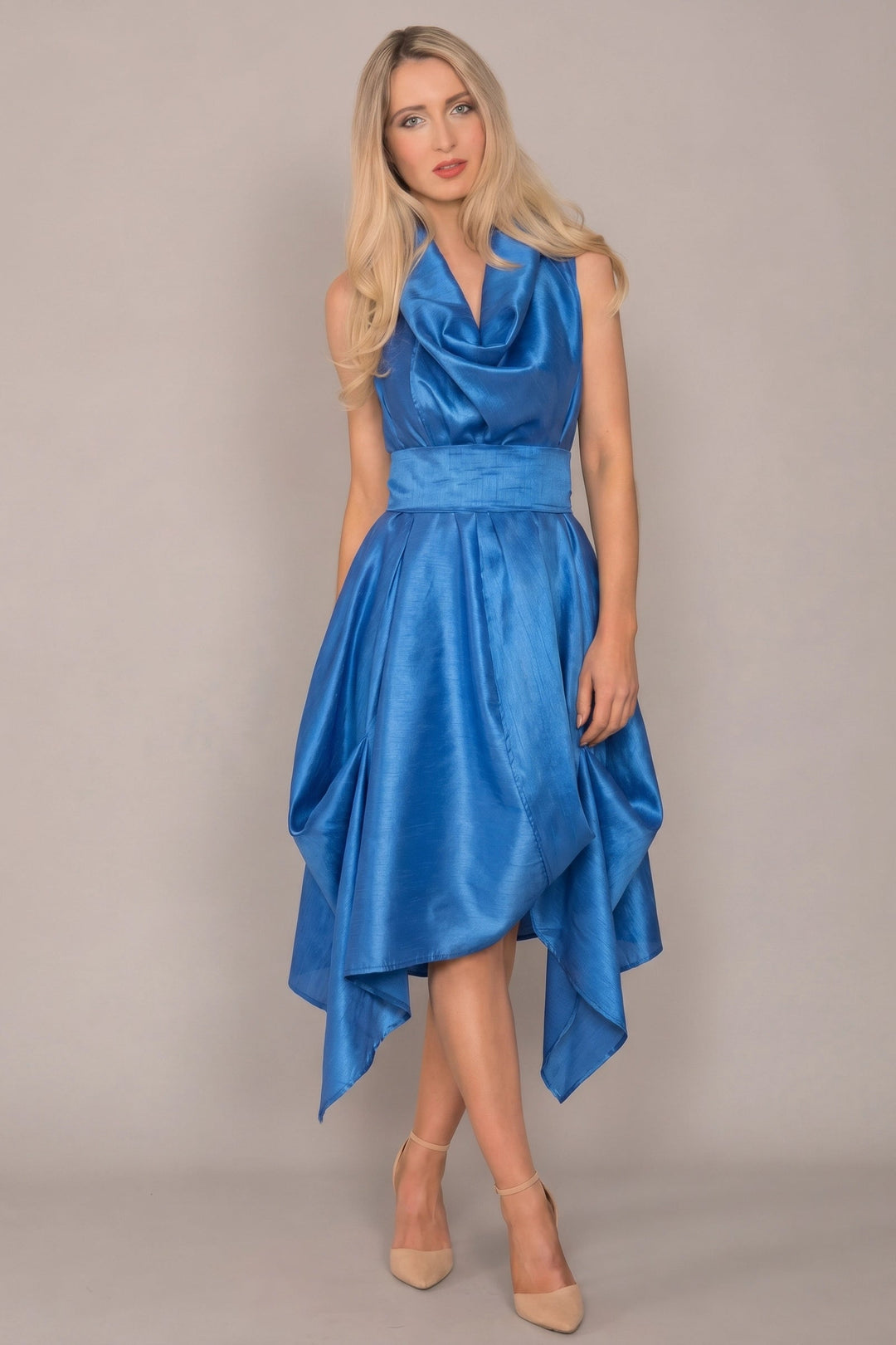 Jolaby Wrap Ruched Dress Cornflower Blue