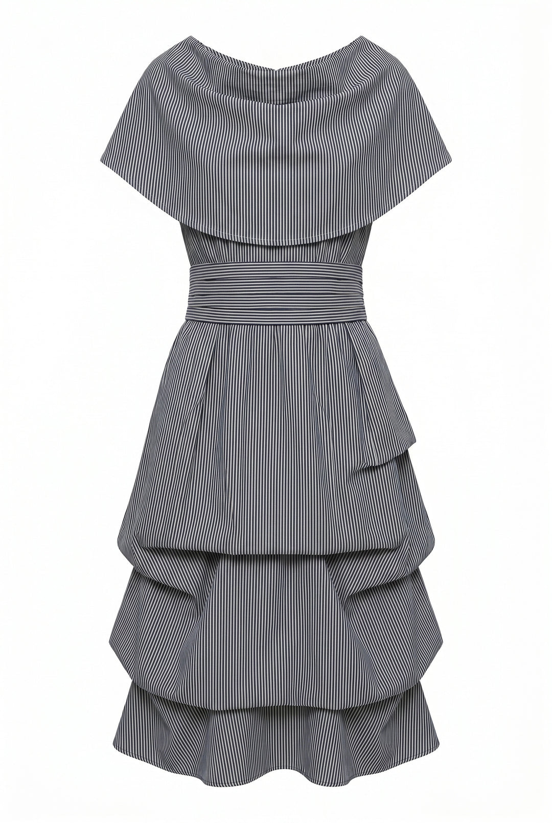Jolaby Cowl Hitch Dress in Denim Stripe