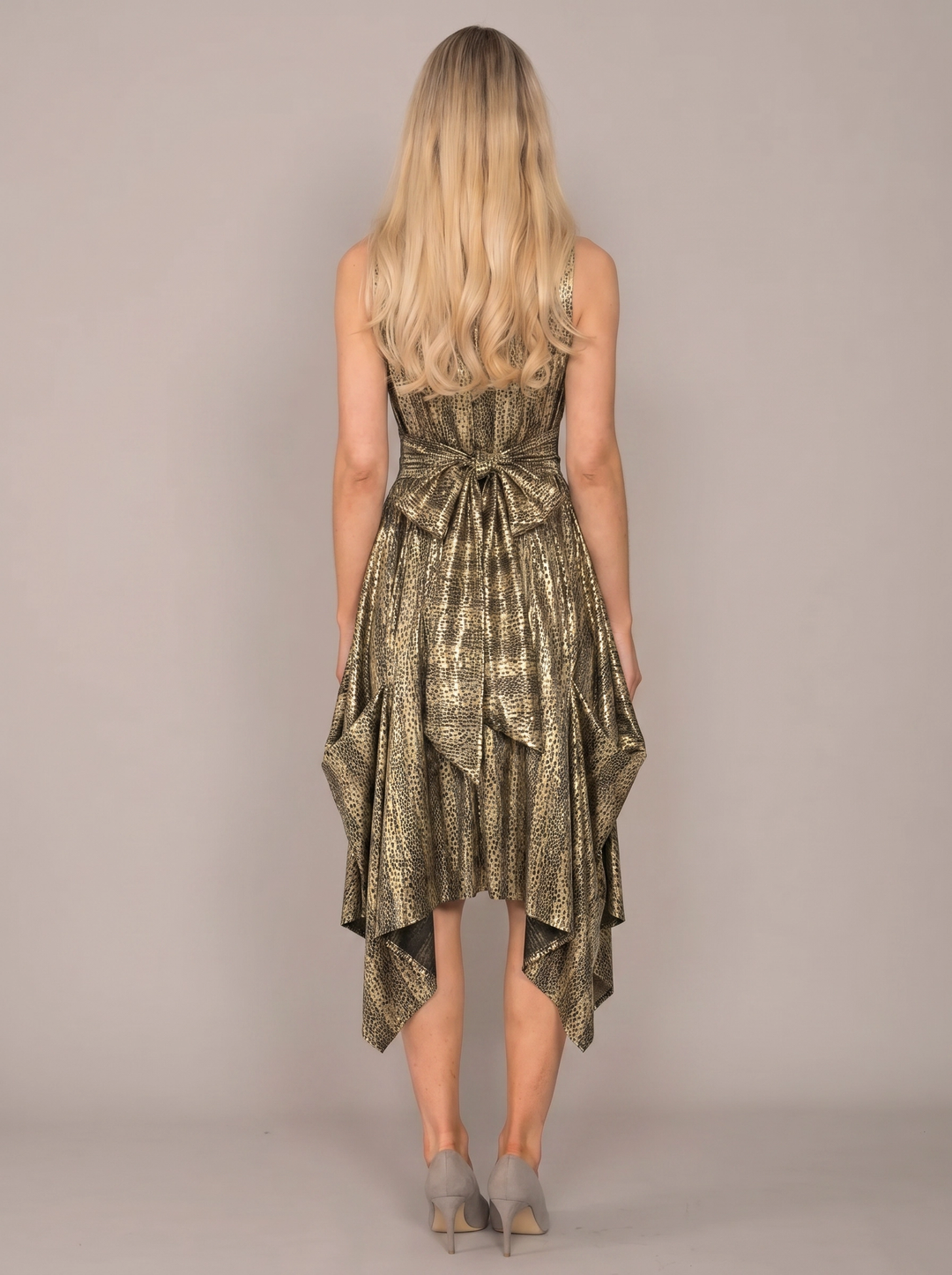 Jolaby Wrap Ruched Dress Gold Oval