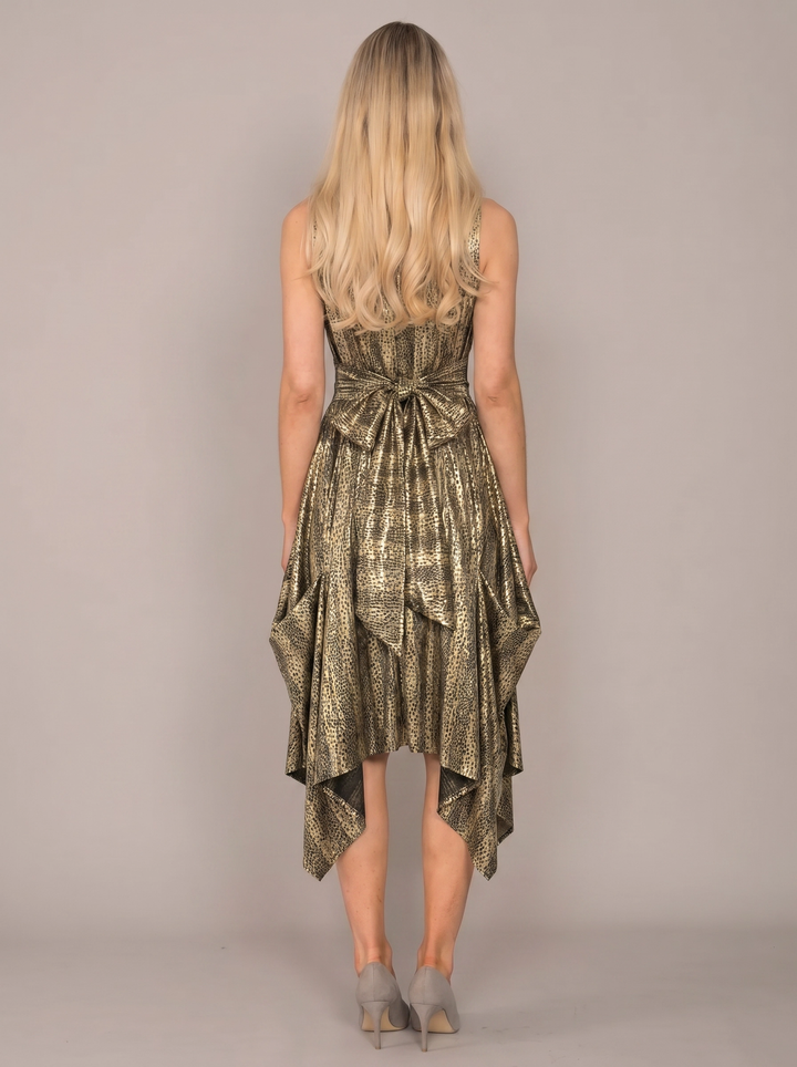 Jolaby Wrap Ruched Dress Gold Oval