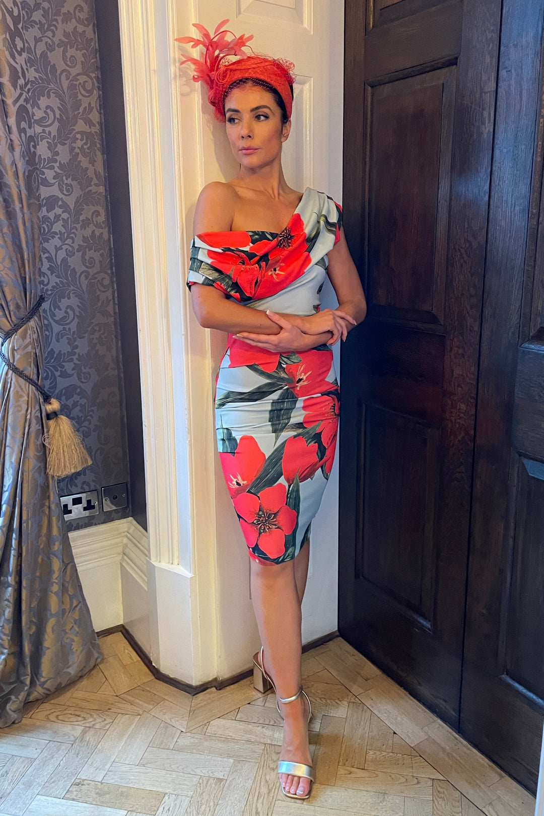 Chromium dress in sage &amp; poppy print - sample sale