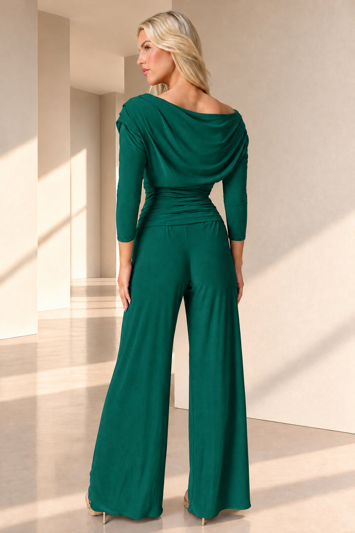 Carbon jumpsuit with sleeve in forest green