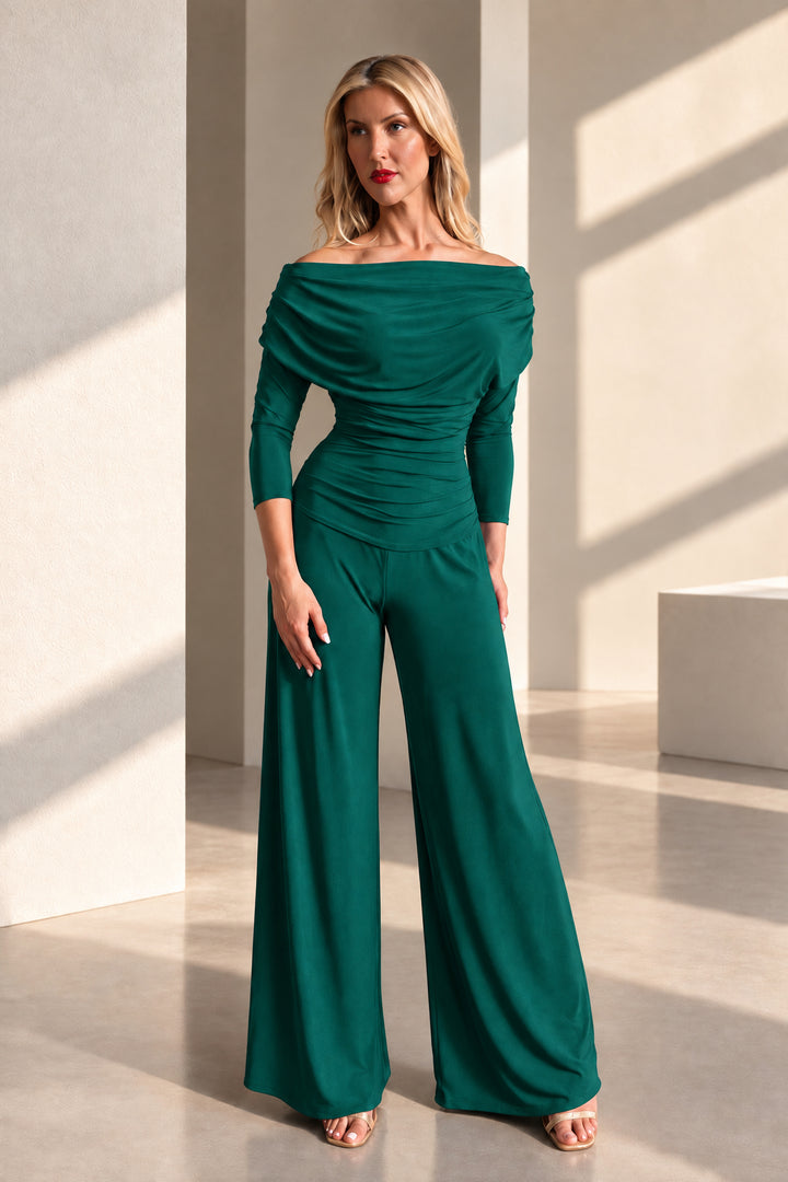 Carbon jumpsuit with sleeve in forest green