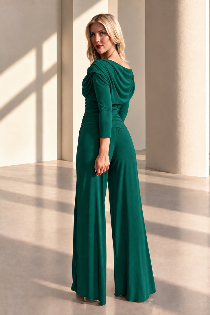 Carbon jumpsuit with sleeve in forest green
