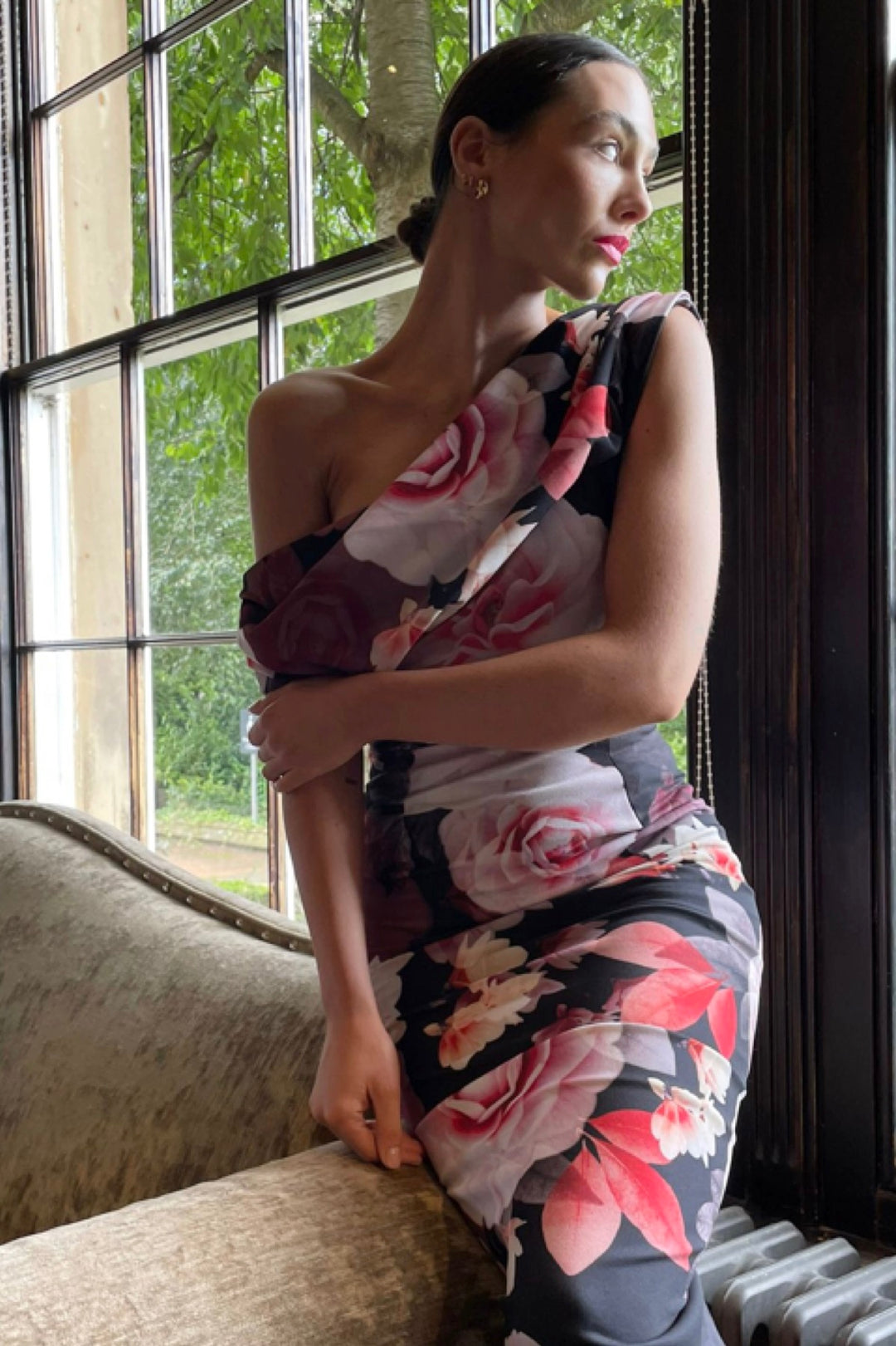Janus dress in rose print