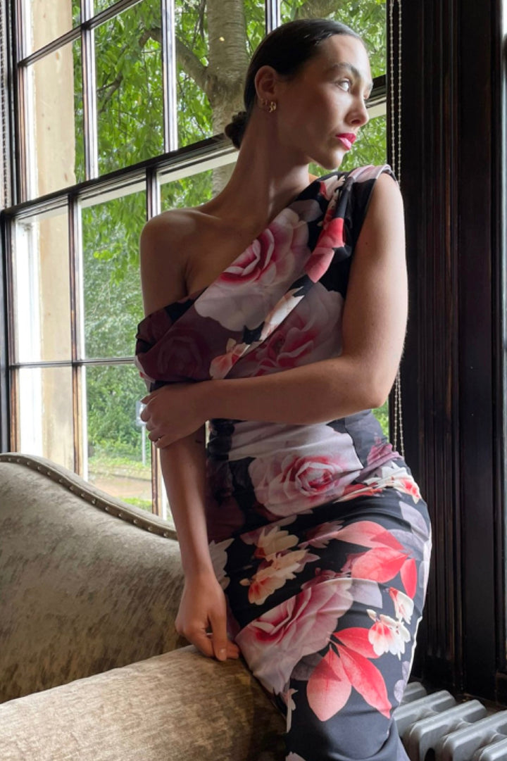 Janus dress in rose print