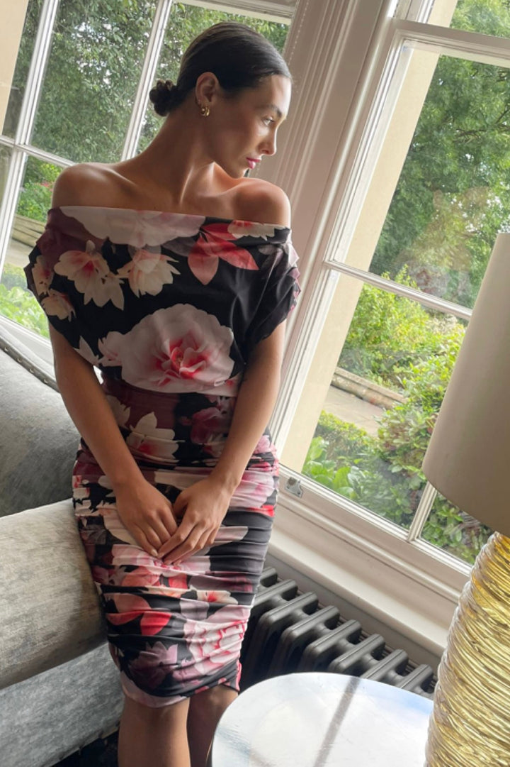 Oxygen dress in rose print